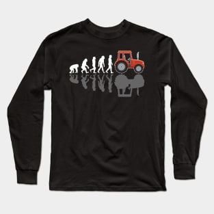 Tractor Farmer Evolution with Shadow Long Sleeve T-Shirt